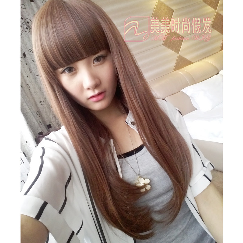 假发女长直发隐形无痕内扣长卷发大波浪假发套齐刘海网红长发圆脸