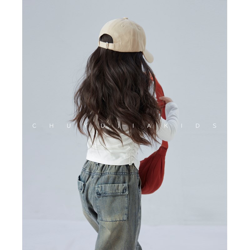 初羽家女童复古2025春季新款儿童百搭裤子童装洋气直筒阔腿牛仔裤