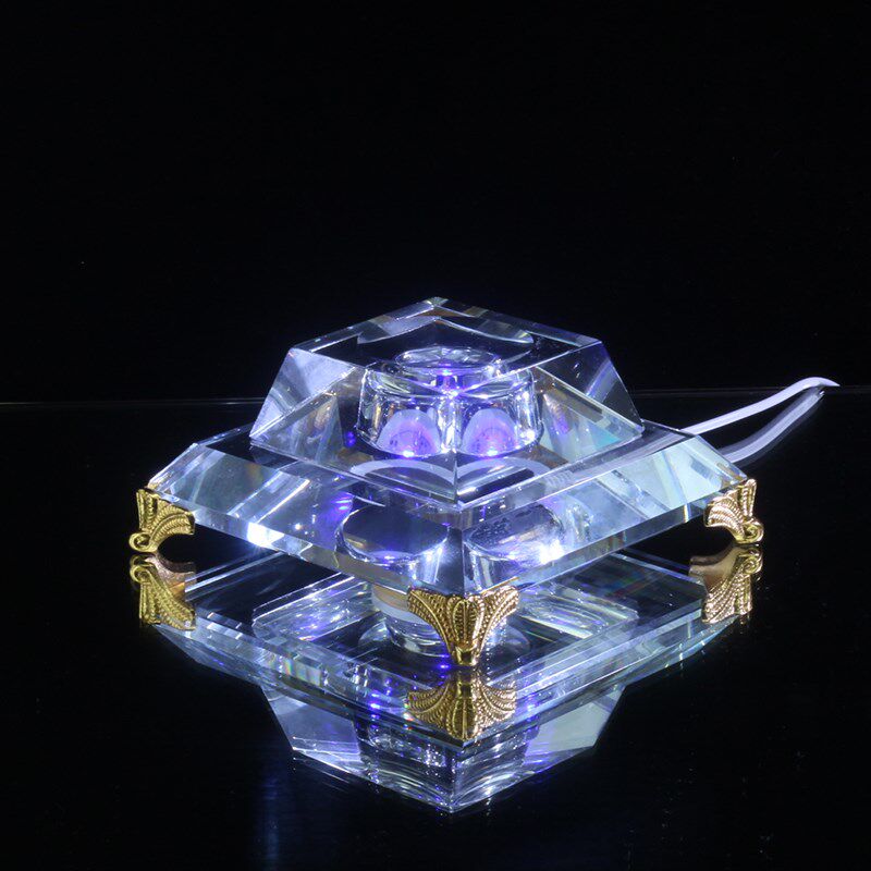 水晶球发光底座托底七彩变色幻彩调光定色插充电LED凹面桌面摆件