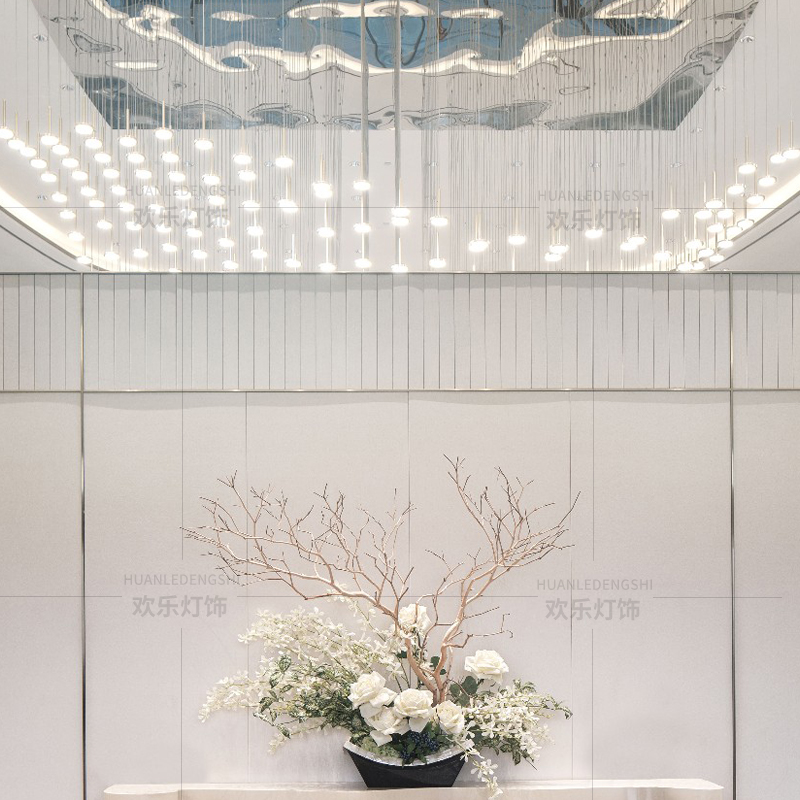 定制售楼部屋顶造型房子灯沙盘展厅酒店宴会厅新中式玻璃瓦片吊灯