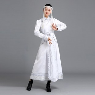 蒙古族服装女长款大裙摆蒙古裙高档蒙古袍礼服舞蹈表演出服迎宾服