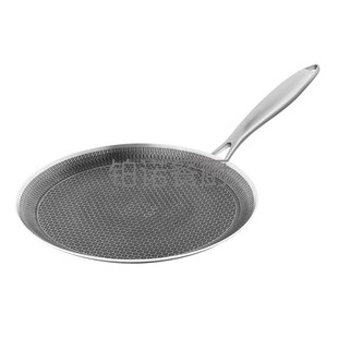 316不锈钢披萨盘平底蜂窝不沾锅家用牛排煎锅千层皮专用烙饼锅