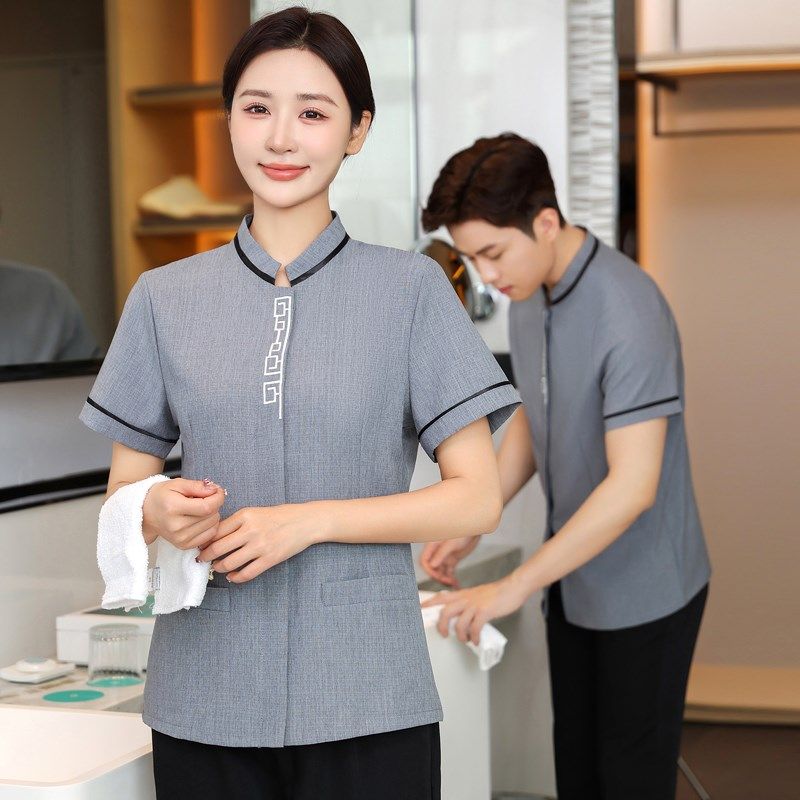 长袖春秋阿姨保洁装短女宾馆客房酒店工作服夏物业清洁员ktv足疗