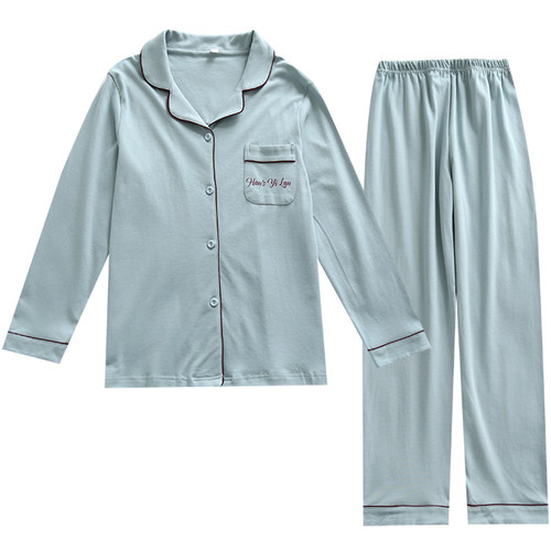 一家三口纯棉亲子睡衣套装春秋男女士儿童家居服情侣全棉厚起居服