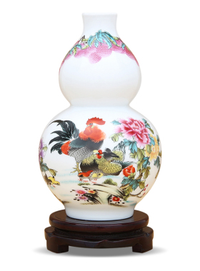 景德镇陶瓷器花瓶葫芦瓶摆件家居客厅酒柜装饰品办公室工艺品摆设