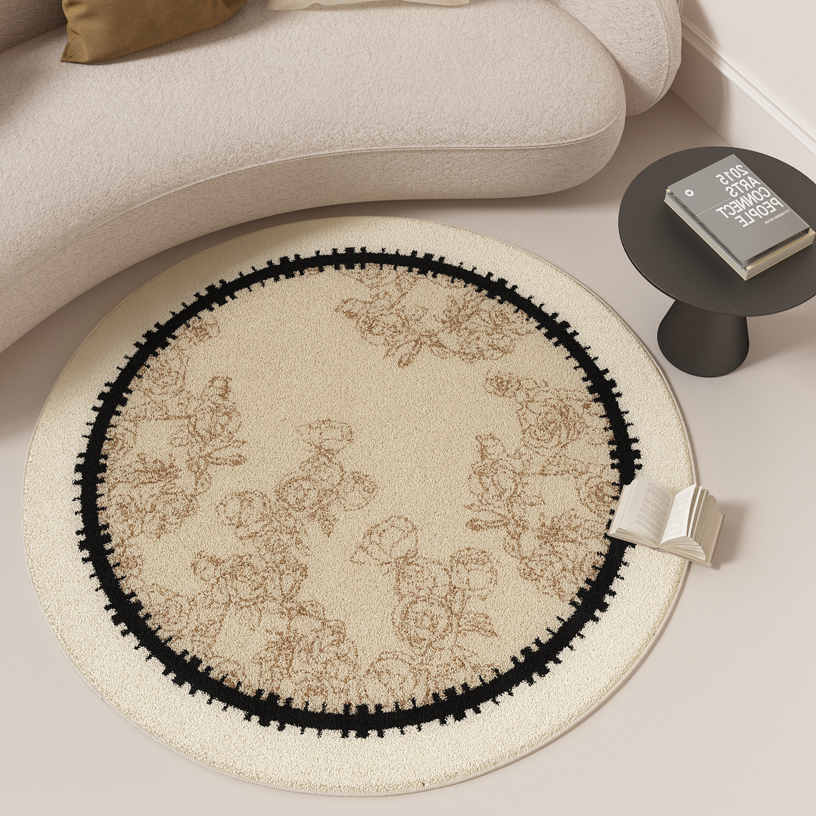 轻奢高级感圆形地毯客厅法式复古沙发茶几毯加厚冬季毛绒床边地垫,居家布艺,地毯,淘宝优惠券,粉丝福利购,淘宝优惠卷