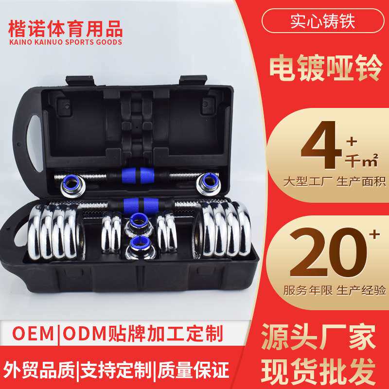 实心纯铁电镀哑铃男士健身家用杠铃宿舍亚玲可调节重量30公斤15kg