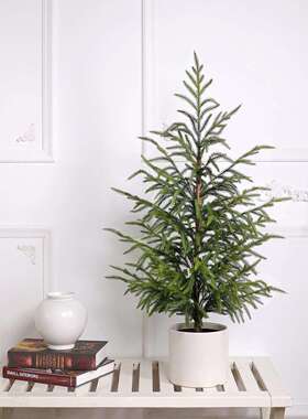 36“人造诺福克松树盆景绿色人造圣诞树前廊室内外圣诞装饰松柏树