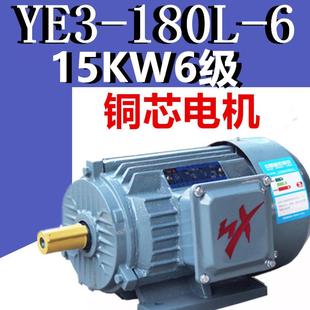 15KW6级电机YE3 6三相异步电动机千瓦国标铜线380V二级YX3E2 180L