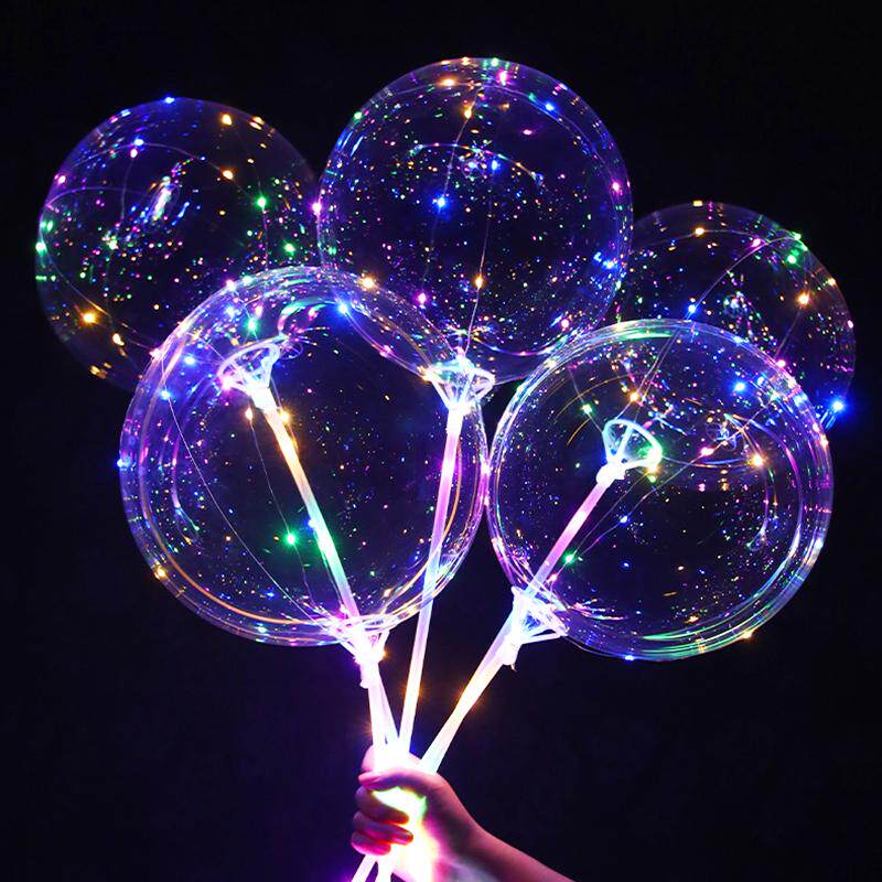 网红卡通波波球透明汽球材料气球摆摊带发光啵啵包推灯地夜市彩灯