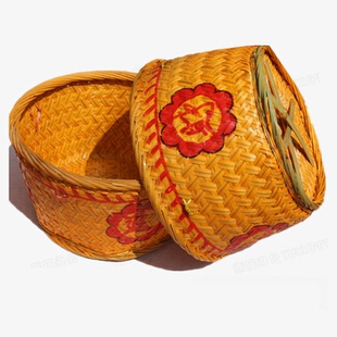 竹编制品箩筐收纳筐竹篓子喜事筐竹篮竹篮竹编物竹筐箩筐婚庆储