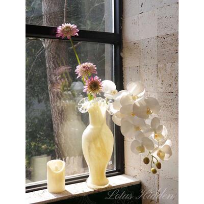 莲花坐隐黄色fenton芬花瓶琉璃摆件设计师众艺术中古顿玻璃小法式