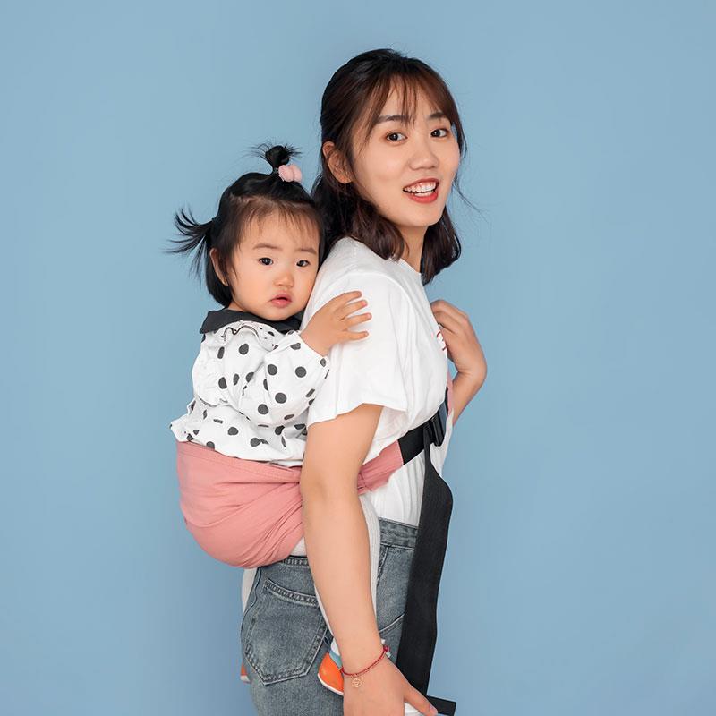 多功能婴儿背带宝宝单肩斜跨外出背娃腰凳省力简易可调节网布背巾