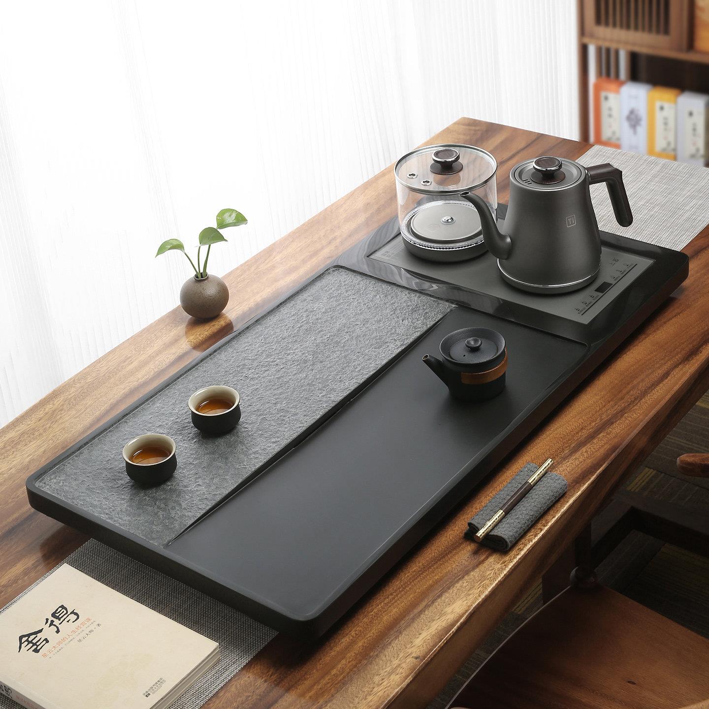 乌金石茶盘全自动套装一体办公室纯钛烧水壶上水喝茶茶具茶台整套