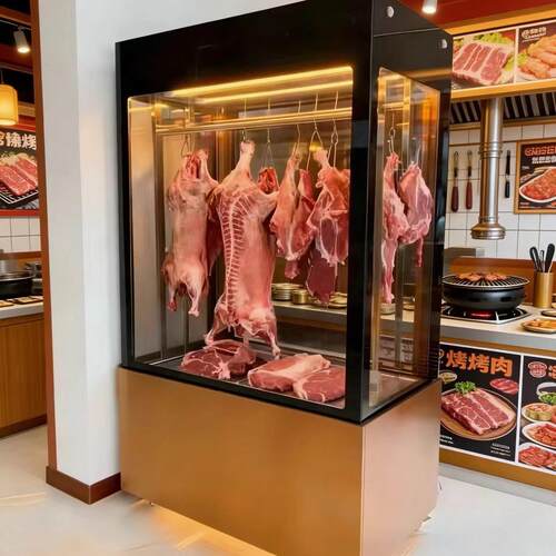 挂肉柜风冷猪肉展示柜牛羊肉吊肉柜四面玻璃挂肉类冷藏保鲜展示柜