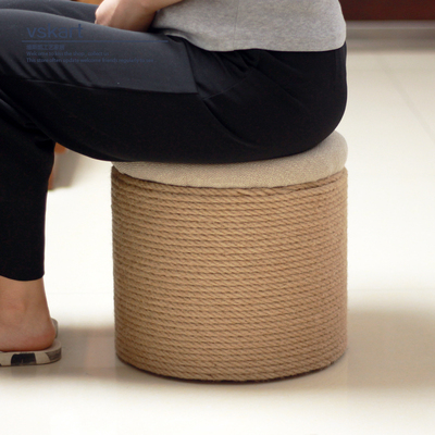 家用小凳子可收纳圆凳客厅麻绳矮凳成人沙发凳创意坐墩阳台小墩子