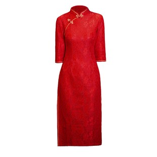 2024秋冬新款中国红回门旗袍敬酒服新娘高级感订婚结婚礼服连衣裙