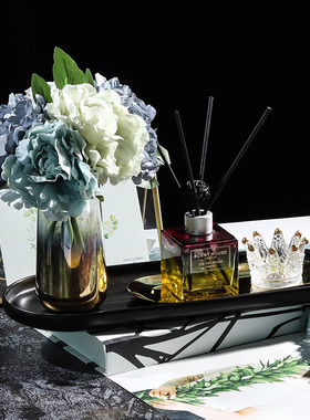 流嫣LIUYAN 样板房卧室浴室卫生间摆件软装无火香薰黑色托盘套装