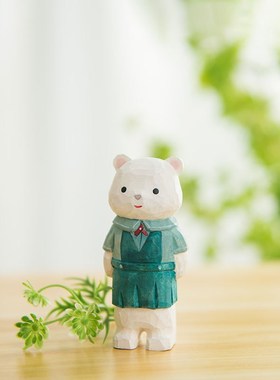 创意手工小兔木雕桌面摆件治愈系装饰品小物件简约卡通工艺品礼物