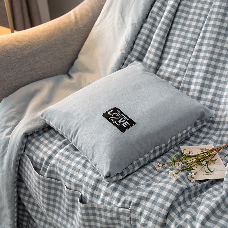 纯棉抱枕被子两用夏季全棉车用午睡枕头办公室二合一折叠空调毯子