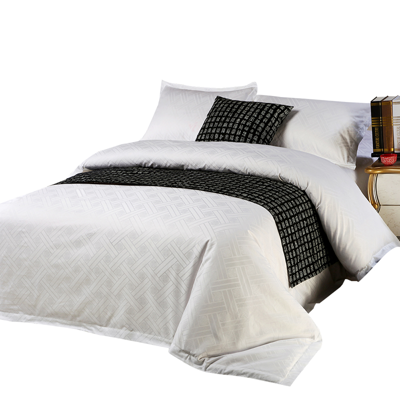 罗曼德四件套棉质贡缎提花宾馆布草酒店床上用品纯棉多件套