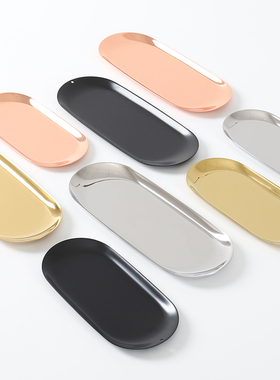 北欧风首饰展示架托盘黄铜金色椭圆形金属碟子收纳盘拍摄道具摆件