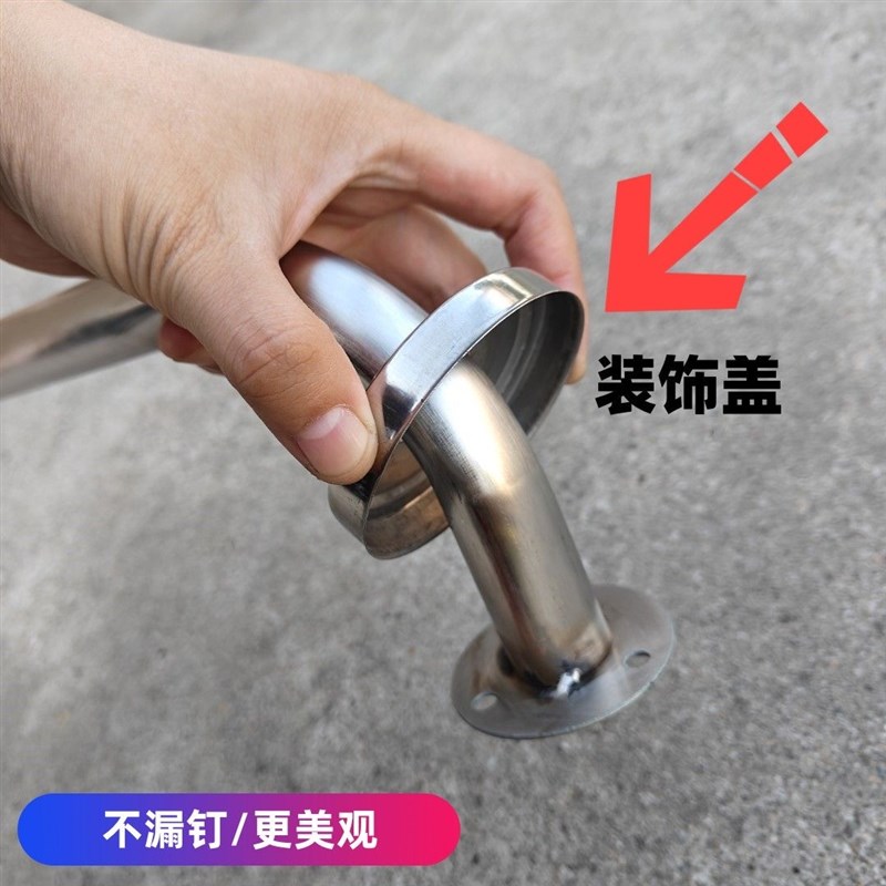 不锈钢固定加厚吊杠服装店拉丝银上墙正挂衣架子U型吊衣服杆加盖