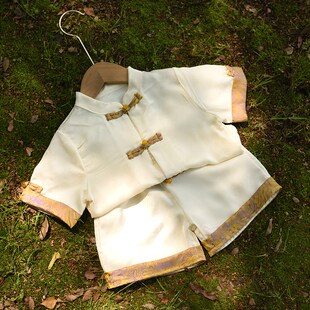 周岁礼服中式男宝夏装抓周唐装男童一岁高端洋气冠衣汉服套装夏季