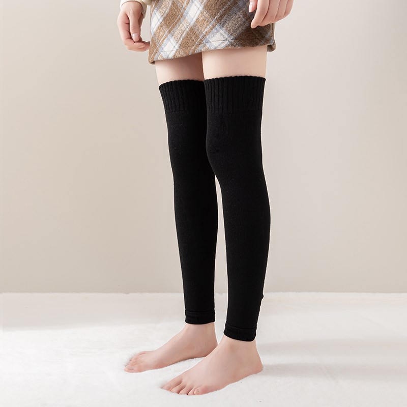 护膝袜套长筒袜女士秋冬踩脚半截大腿袜子保暖显瘦棉过膝九分裤袜