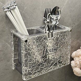 轻奢筷子收纳盒2022新款筷子筒壁挂式置物架家用筷子篓筷笼高级感