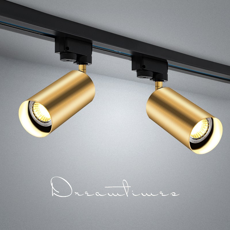 北欧轻奢黄铜金色led射灯背景墙服装店cob明装吸顶免开孔小天花灯