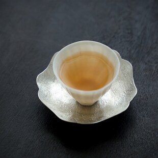 纯手工锡茶托 潮阳颜吉利制杯垫 花瓣型锡杯垫颜记壶承壶垫茶杯垫