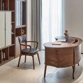 北美黑胡桃木电脑椅书椅书桌椅子书房带扶手靠背椅家用办公椅实木