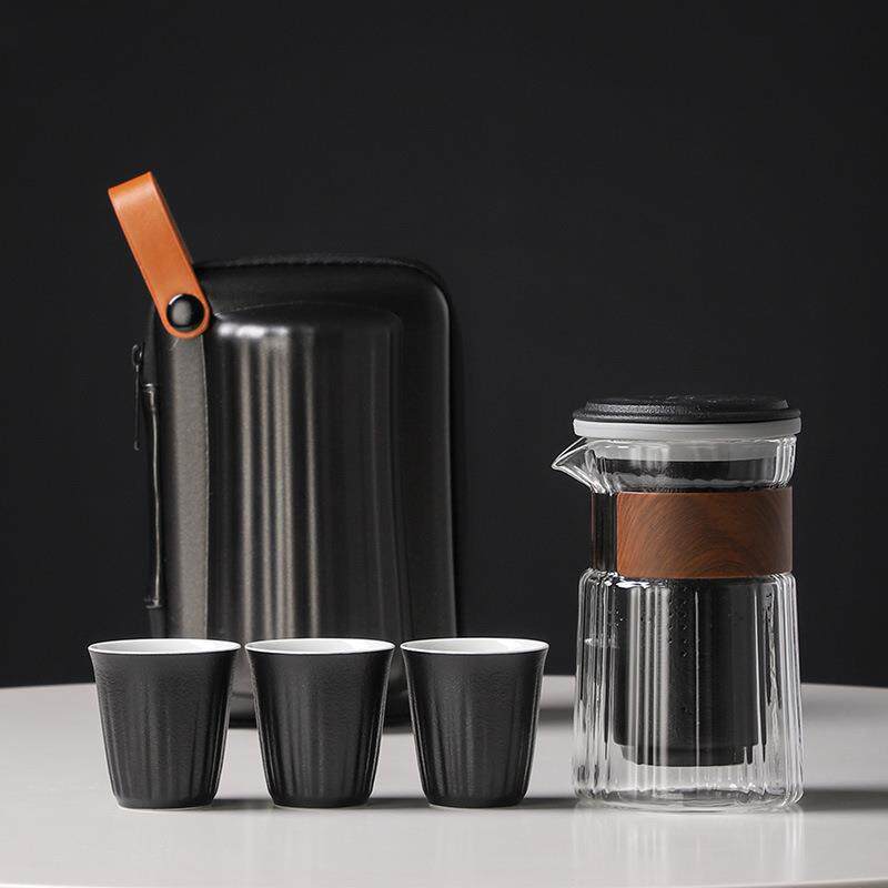 简易旅行茶具套装便携快客杯一壶三杯户外高端轻奢过滤泡茶壶茶杯