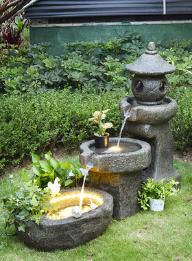 阳台办公室餐厅庭院客厅装饰品布置花园景观流水摆件喷泉石磨鱼池