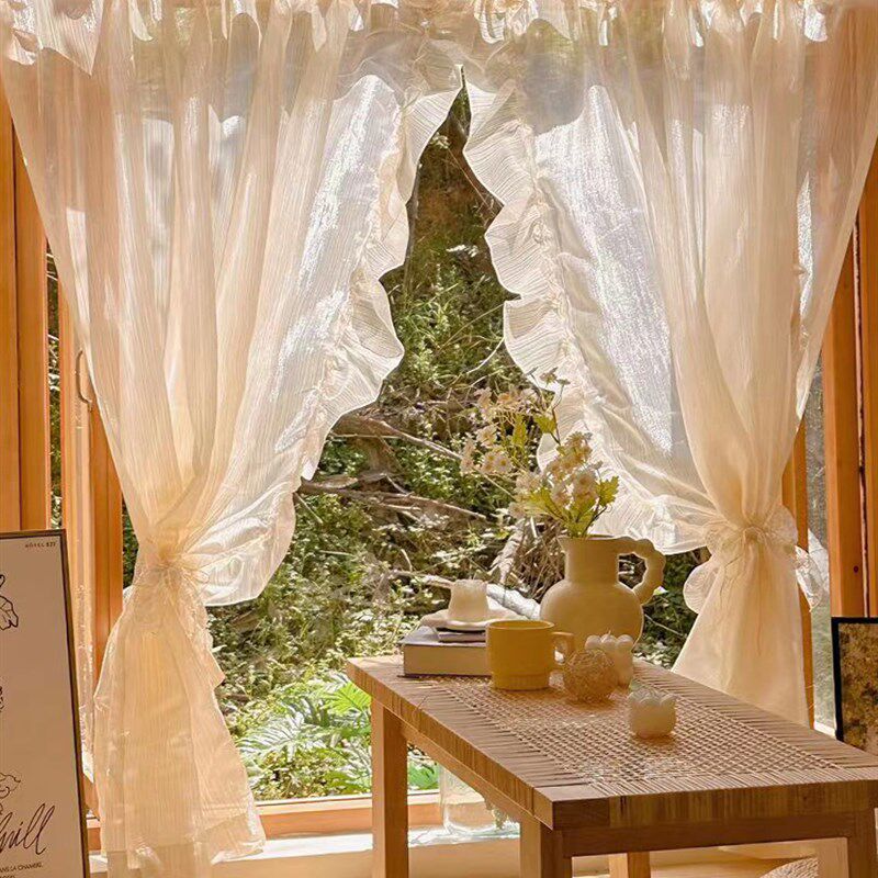 香槟鎏金沙帘法式轻奢细闪梦幻帘网红窗帘高档大气客厅阳台门帘