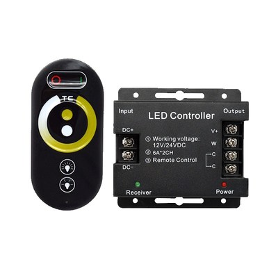 led双色温灯带无线触摸6键12v24伏遥控调光器三色CCT灯条控制器5V