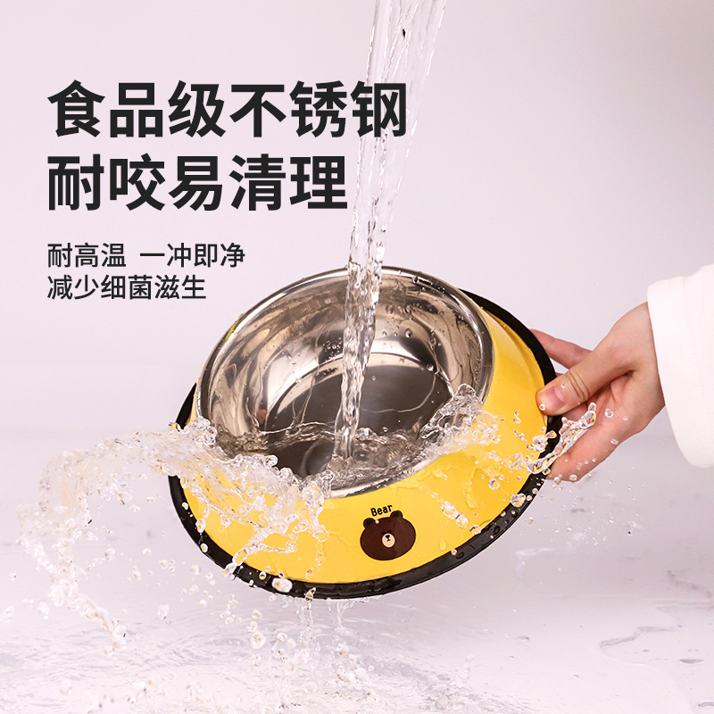 狗碗狗盆防打翻宠物碗猫粮碗单碗狗盘小型大型犬不锈钢大号狗食盆