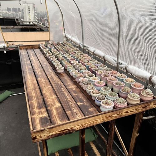 阳台实木平面碳化专用多肉花架子户外防腐木架庭院定制简约置物架