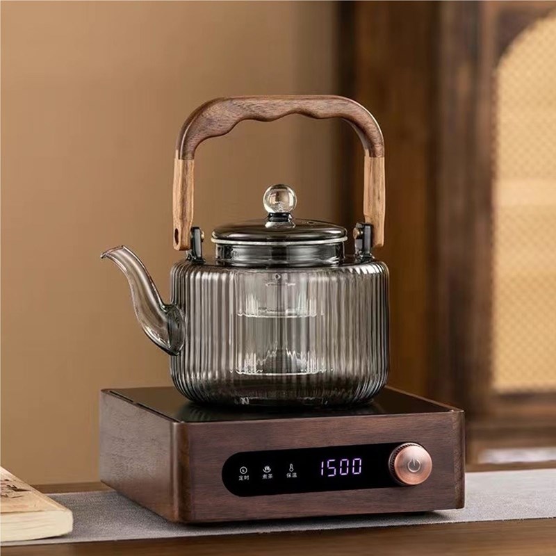 原森太胡桃木实木煮茶电陶炉家用小型耐高温烧水泡茶围炉功夫茶炉