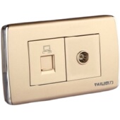 泰力开关面板118型900系列香槟金两插加开关多功能插座四位十孔