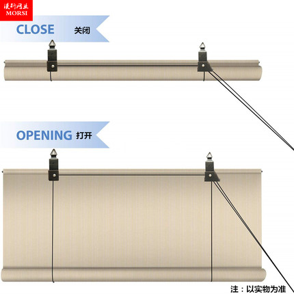 漠斯阳台免打孔半透明遮阳帘玻璃防晒隔热降温防雨防水升降拉卷帘