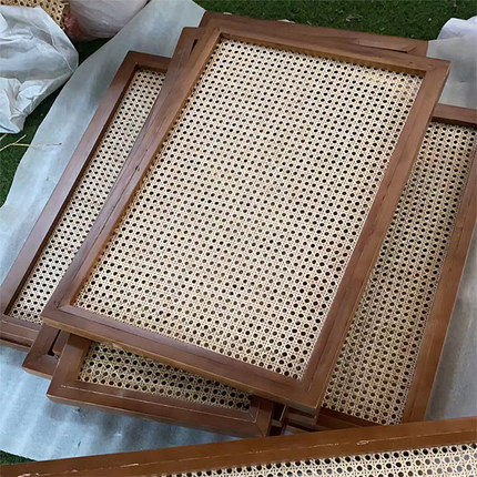 藤编八角孔眼天然织材料吊顶柜子贴面装饰藤席手工家具镂空屏风网