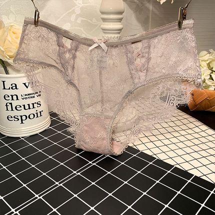 夏季新品透明网纱透气少妇性感内裤 女 蕾丝中低腰纯棉档三角裤头