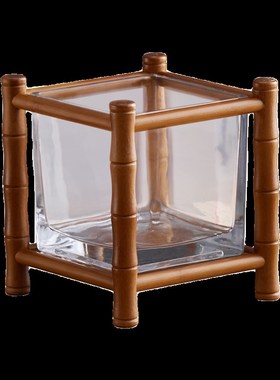 竹制桌面养生鱼缸架茶室装饰花几盆景绿植花台架展示台案几置物架