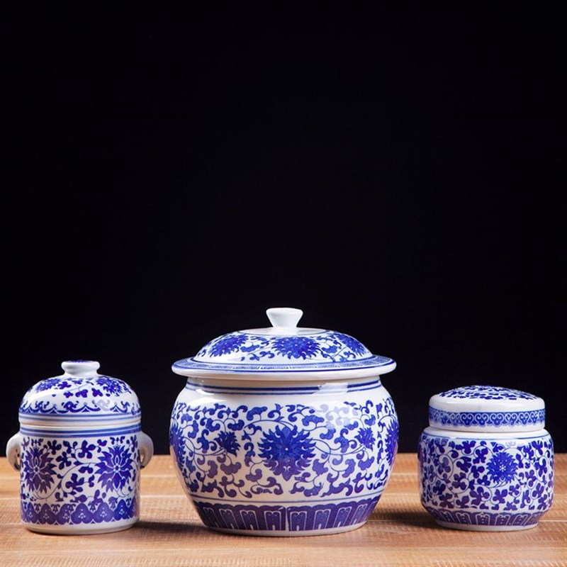 耐高温陶瓷茶叶罐储物罐中药粉装膏方罐子厨房调味瓶调料罐猪油罐