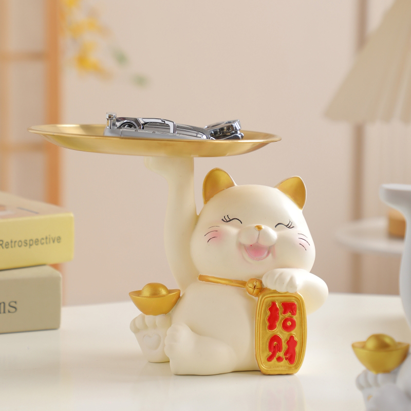 招财猫摆件入户玄关钥匙收纳客厅门口鞋柜家居装饰品送人乔迁礼物