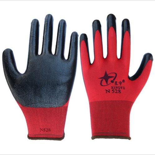 12付包邮星宇N528黑丁青N518手套耐磨防油耐酸碱劳保手套