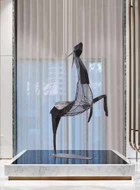 由居几何雕塑鹿艺术品售酒店楼处样板间大堂过道干景落地大型摆件