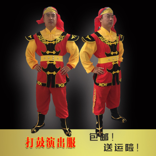男款 威风锣鼓服装 舞龙舞狮打鼓轿夫民族秧歌婚庆表演舞蹈演出服装